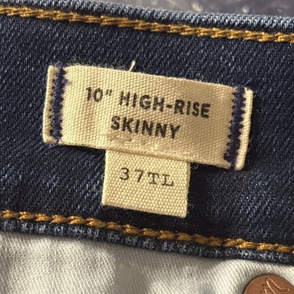 Madewell 10" High Rise Skinny Jeans Dark Wash Zipper Closure Wms Plus Sz 37 Tall - Picture 7 of 11